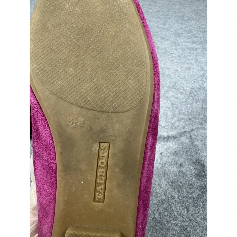Talbots Tassel Suede‎ Loafers 8.5 M Magenta Pink Leather Bow Pointed Toe Flats